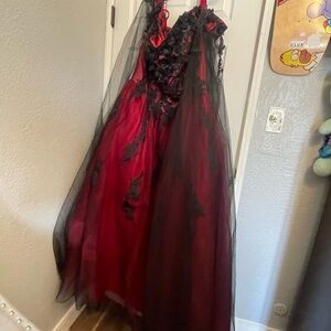 Elegant Red and Black Gown